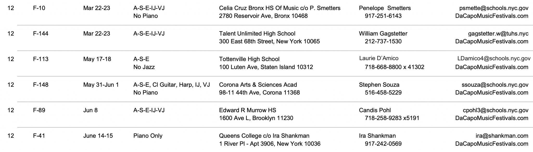 Zone 12 New York State School Music Association